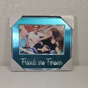 NIB Malden Teal & Silver Friends Are Forever Metal Photo Frame Holds 4"x6" pic
